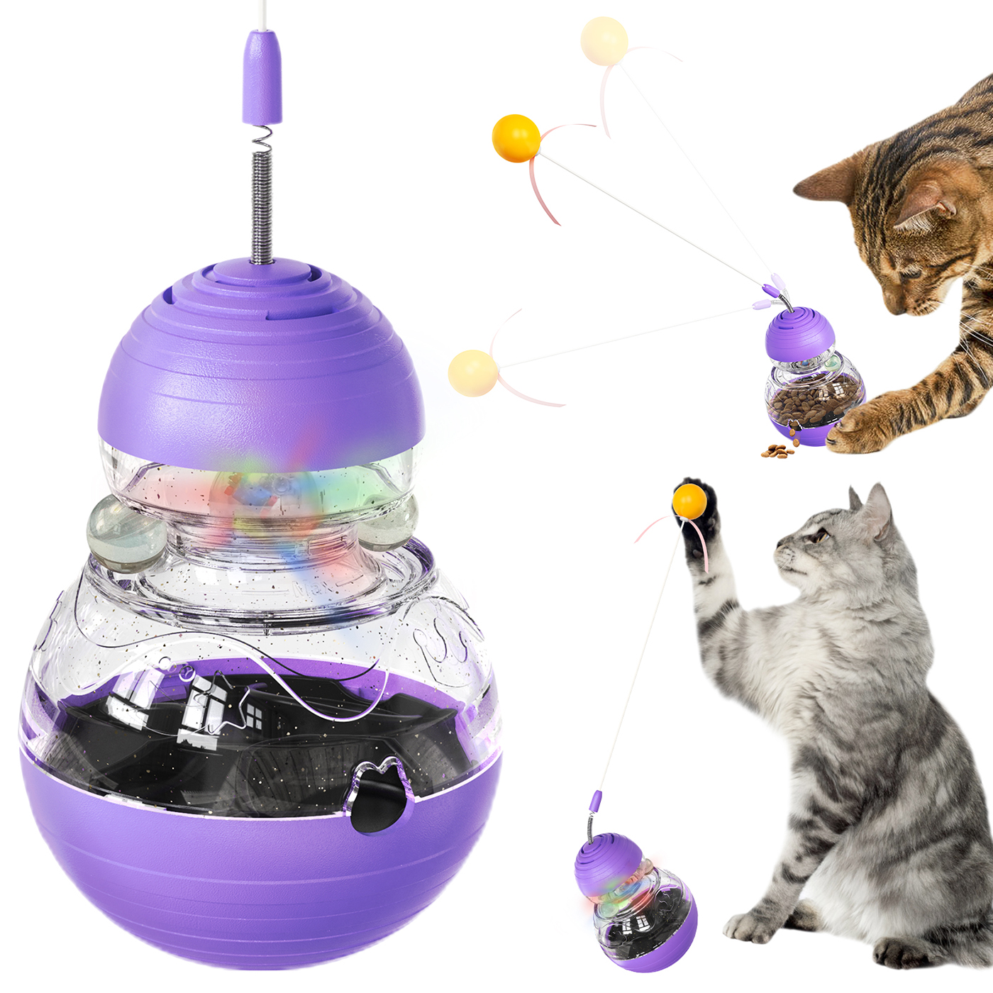 Cat for Indoor Cats Kitten Weight Loss Lose Kitty Tracking Balls Slow Food Dispenser Feeder