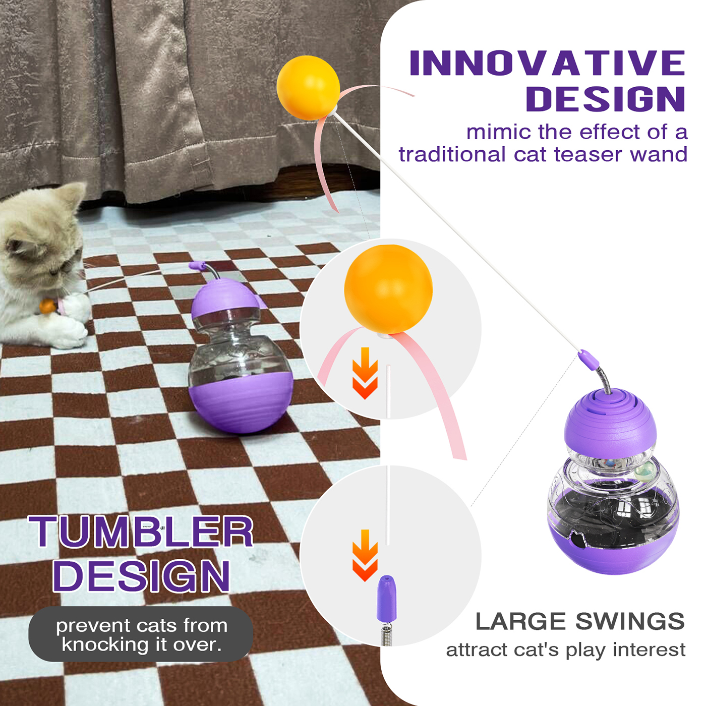 Cat for Indoor Cats Kitten Weight Loss Lose Kitty Tracking Balls Slow Food Dispenser Feeder
